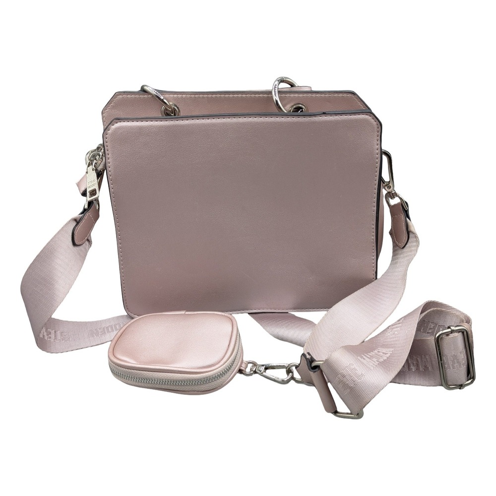 Steve Madden Pink Crossbody Bag with Matching Coin Pouch and Logo Strap - Picture 4 of 7